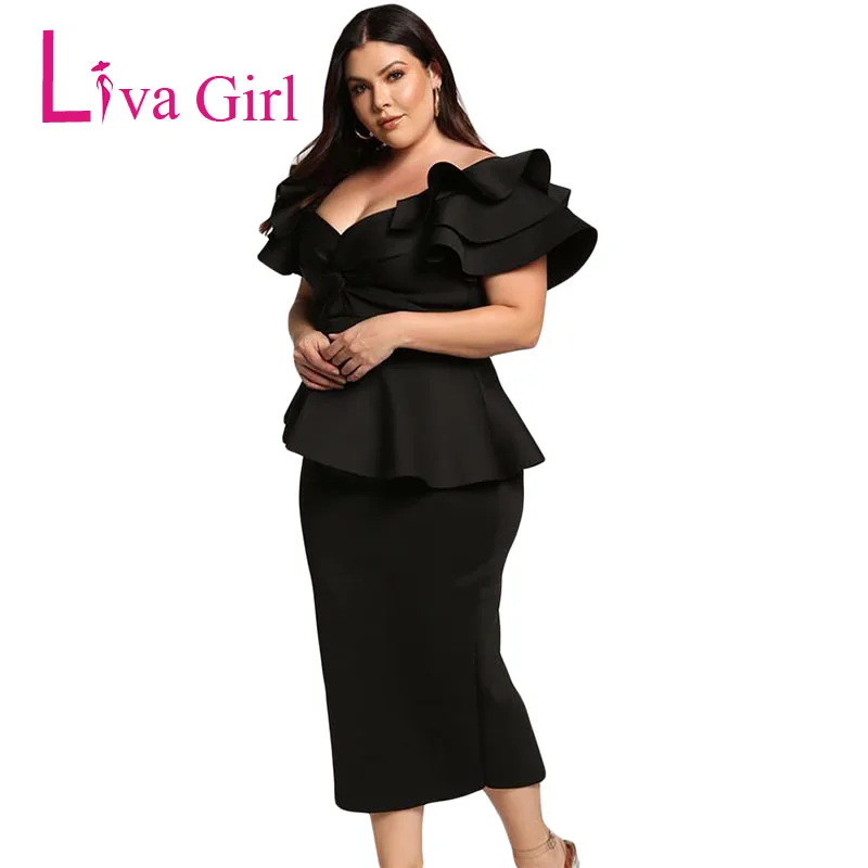 Black-Plus-Size-Tiered-Sleeve-Twisted-Peplum-Dress-LC610552-2-3