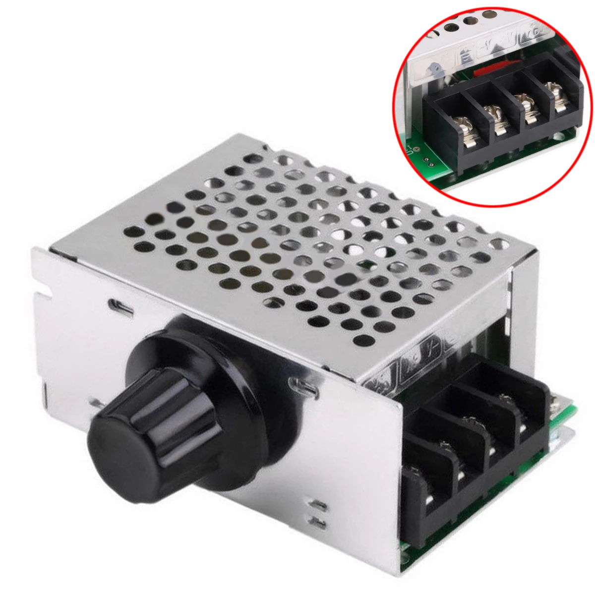 

SCR Voltage Regulator Dimmer 4000W 220V AC Stable Motor Speed Temperature Controller Module for Electric Iron Lamps Mayitr