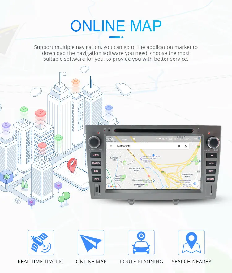 Flash Deal LJHANG Android 9.0 Car DVD Multimedia Player For PEUGEOT 308 408 308SW GPS Navi WIFI 2 Din Car Radio Stereo Headunit Auto RDS SD 5