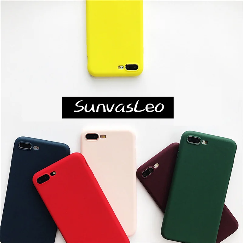 

SunvasLeo Colorful Candy Matte Case For iPhone XR XS Max 5s 6 7 8 Plus Soft Silicon Case Skin For iPhone 6 Plus 7 PLUS TPU Cover