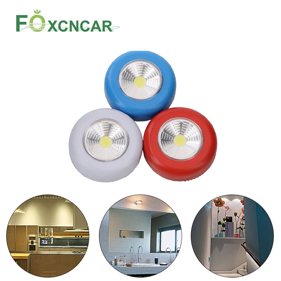 Foxcncar 3 Вт COB светодиодный светильник под шкафом с батареей AAA беспроводной