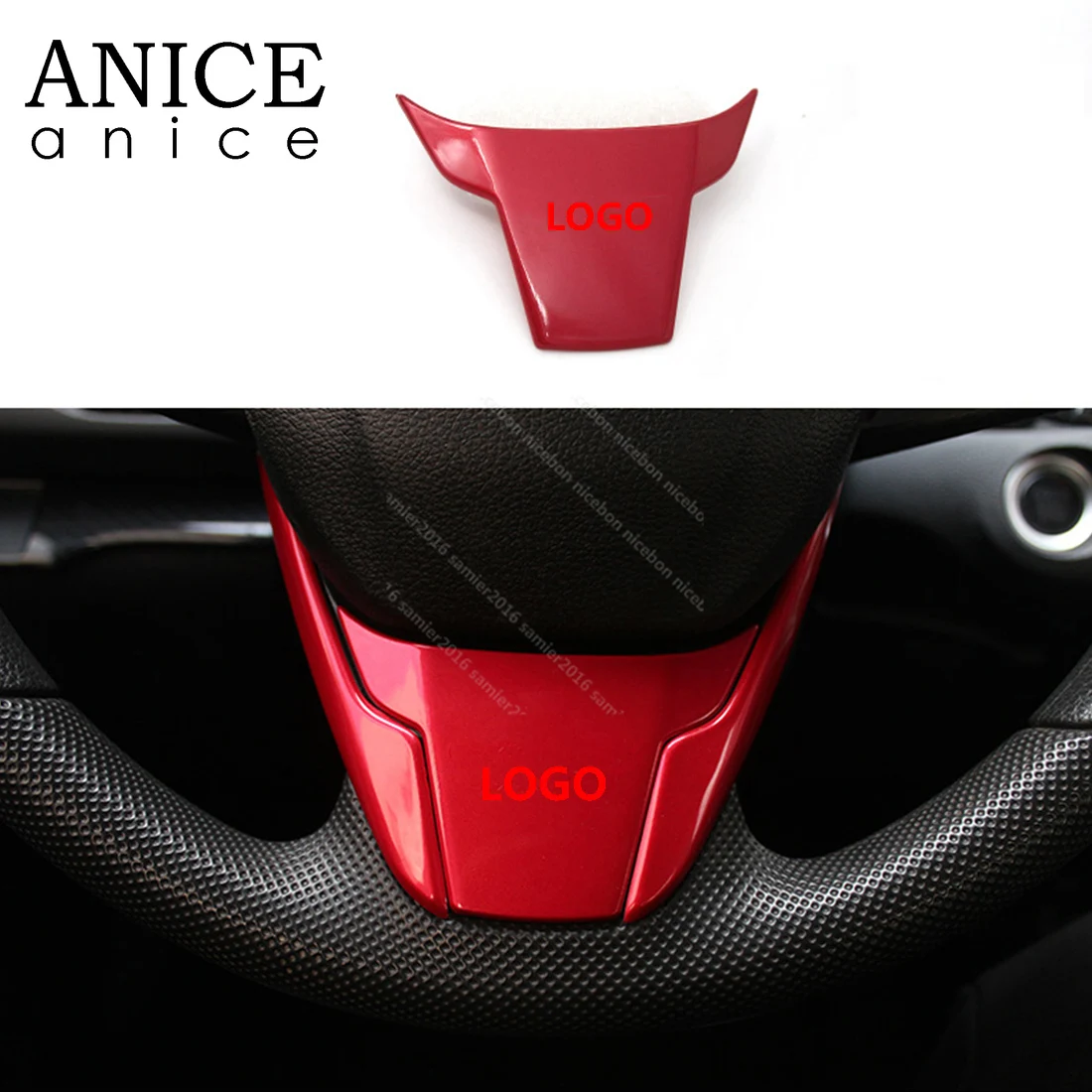 

Red Interior Steering Wheel Below Cover Trim Fit For Honda Civic 2016-2019 ABS