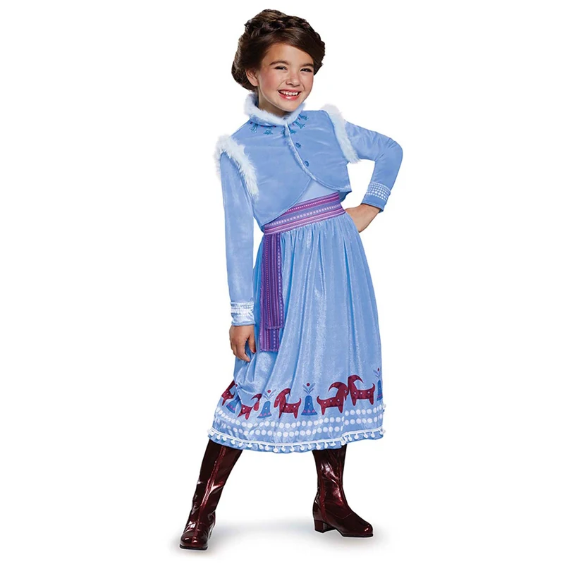 

New Arrived Princess Anna Adventure Deluxe Girls Animated Moive Character Cosplay Fantasia Halloween Party Costume