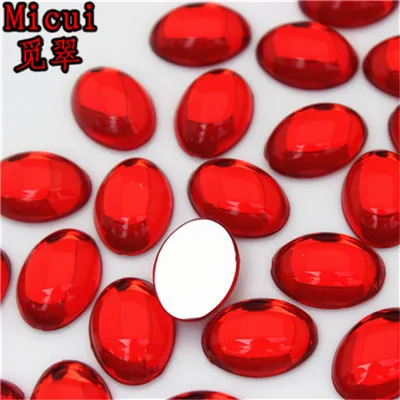 Micui, 50 шт., 13*18 мм, разноцветные овальные акриловые стразы с плоским основанием, хрустальные камни для украшений, рукоделия, украшения для одежды, MC725 - Цвет: Red
