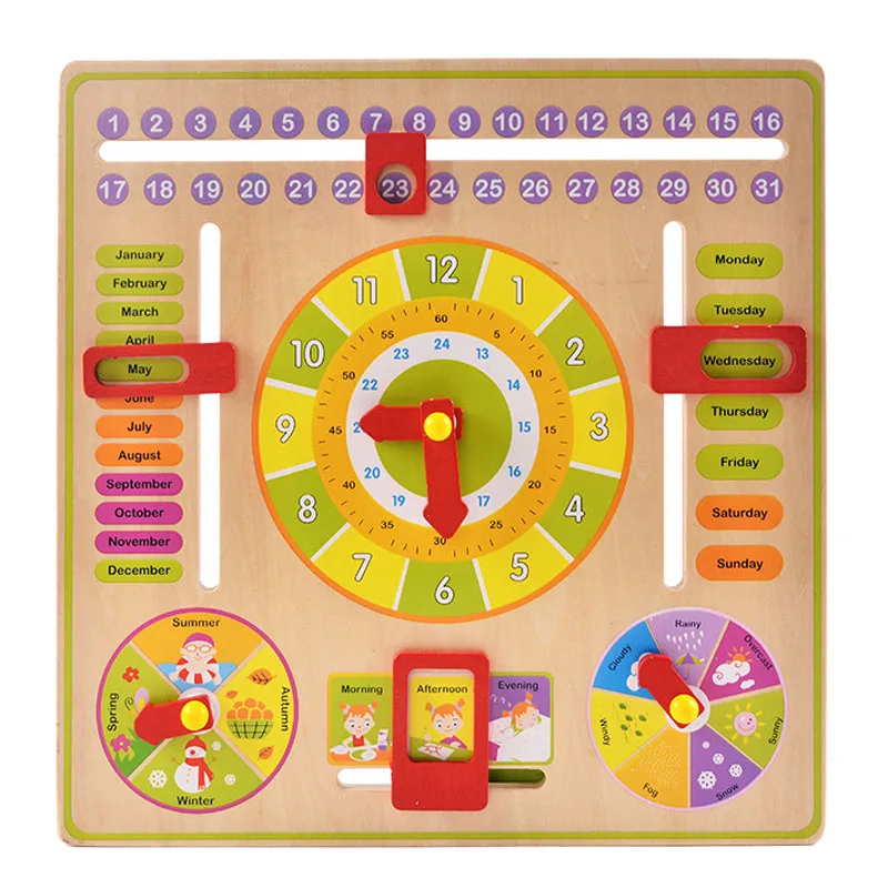  Montessori teaching aids clock multi-function Cognitive Training Clock Calendar & Time operating pa - 32983028090