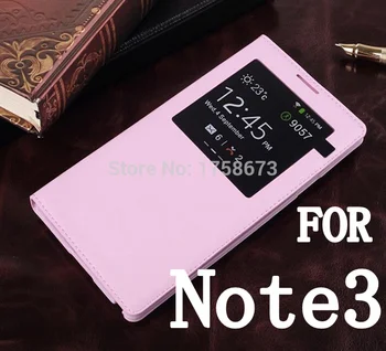 Kopen IC Chip Case Voor Samsung Galaxy Note 3 III Note3 NoteIII N9000 Luxe Smart Window View Flip Leather Verwijder Back cover Case