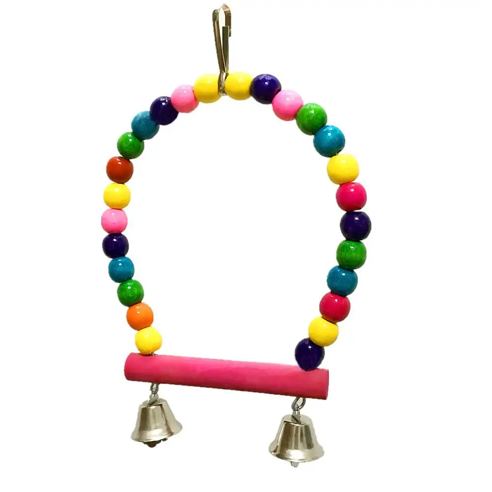 

Chewing Biting Wood Brick Pet Bird Swing with Bells for Parrot Parakeet Budgie Supplies-35