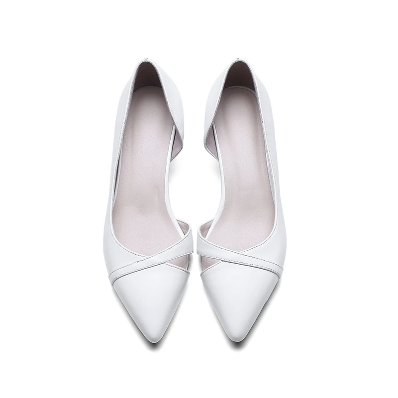 Bureau Cuir Minces Peu En Chaussures Pompes 2018 Dames De Med Profonde Bout Printemps gris Mode Pointu Talons Isnom blanc Véritable Femmes Nouveau Noir vwd7vq