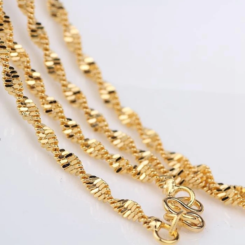 3pcs Wholesale Womens Mens Yellow Gold Filled Fashion Chain Necklace