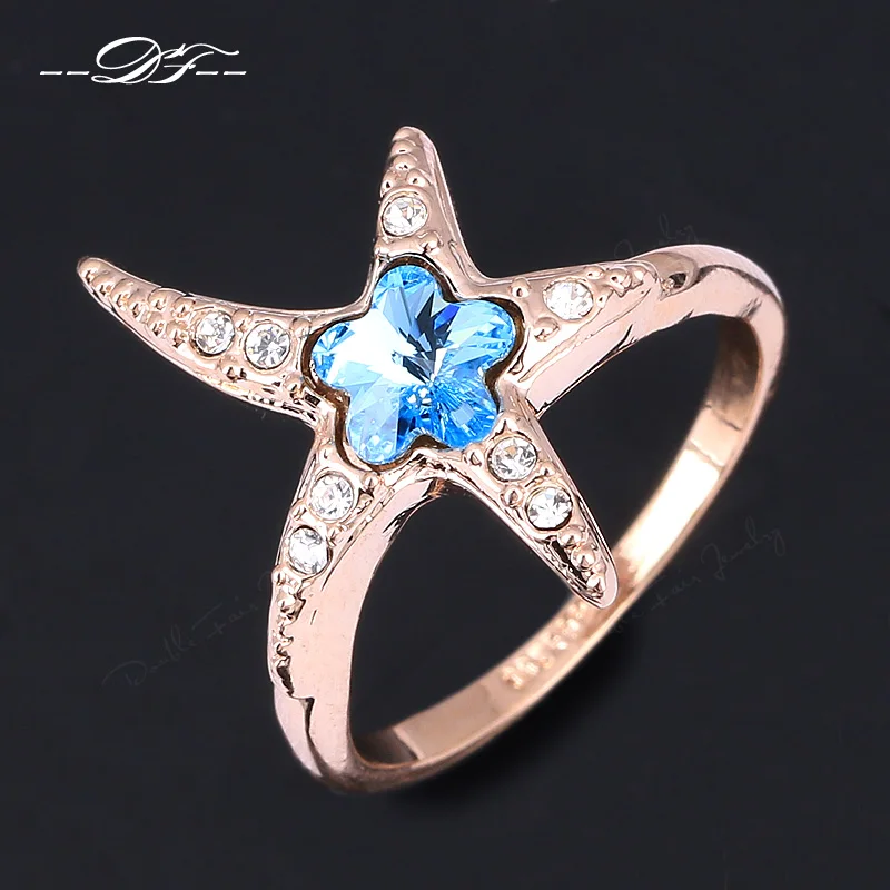 

Starfish Shine Designer Cubic Zirconia Party Rings HotSale Rose Gold Color Crystal Engagement Jewelry For Women Anel DFR327