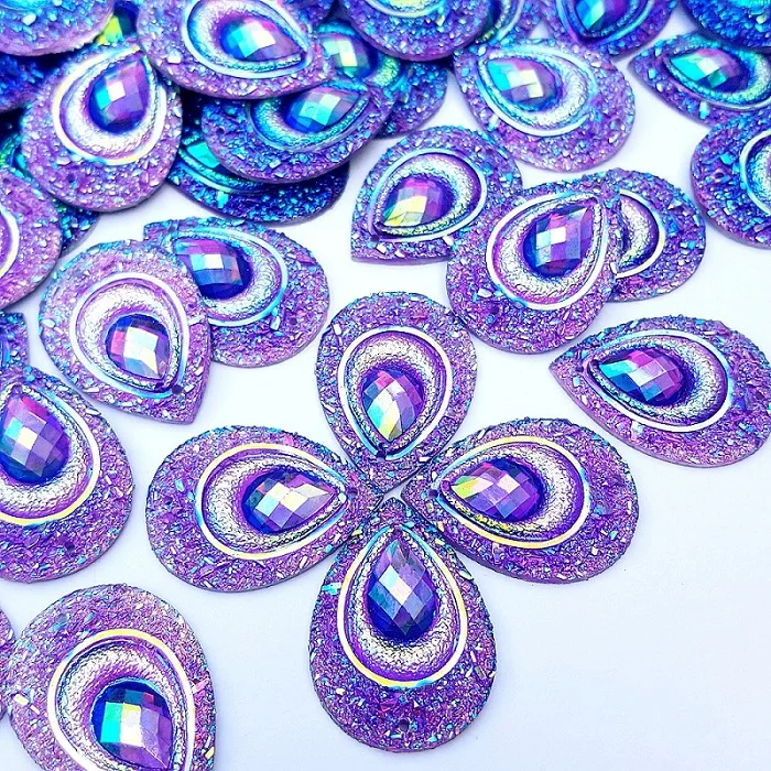 Смола падение 18x25 мм пришить на женщин декоративный парик камни и кристаллы Strass AB горный хрусталь для шитья вечернее платье Diy домашний декор - Цвет: purple