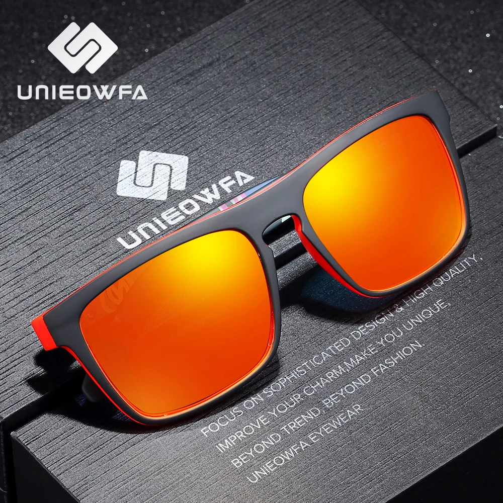 

UNIEOWFA Square Prescription Sunglasses Men Optical Myopia Sun Glasses for Men Polarized Orange Mirror Prescription Glasses Male