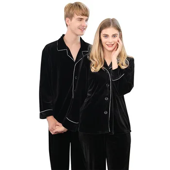

Soft Gold Velvet Pajama Set Ladies Winter Warm Long Sleeve Sleepwear Couples Pyjama Suit Men Home Clothes Female