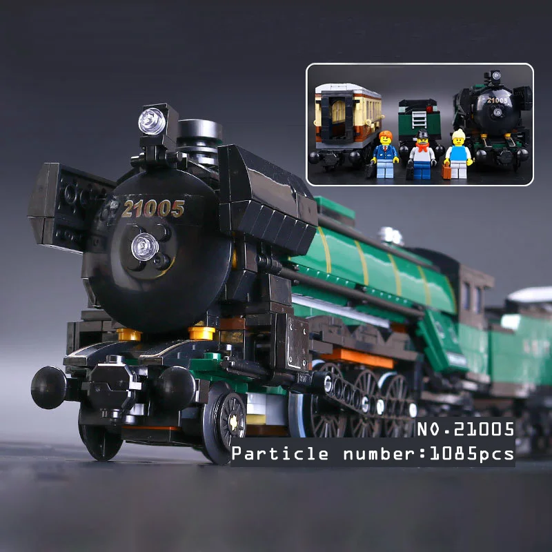 

Lepin 21005 1085Pcs Train Creative Technology Series Jadeite Night Steam Locomotive Assembling Bricks Puzzle Toys Christmas Gift