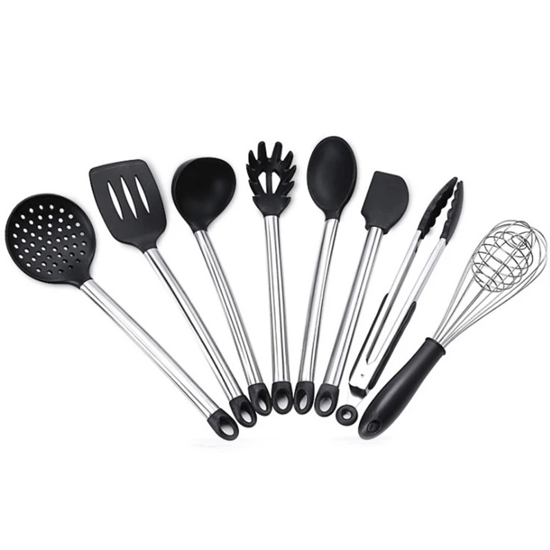 Retail 8 piece set of kitchen utensils Suit Non stick pan Silicone