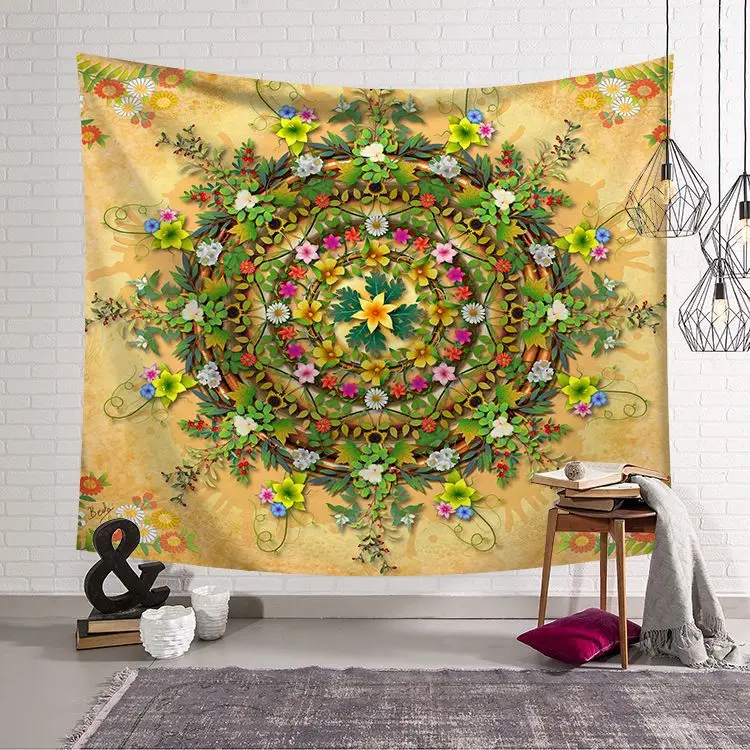 

Flower Printed Mandala Beach Towel Home Decor Throw Rug Blanket Camping Tent Travel Mattress Mandala Tapestry