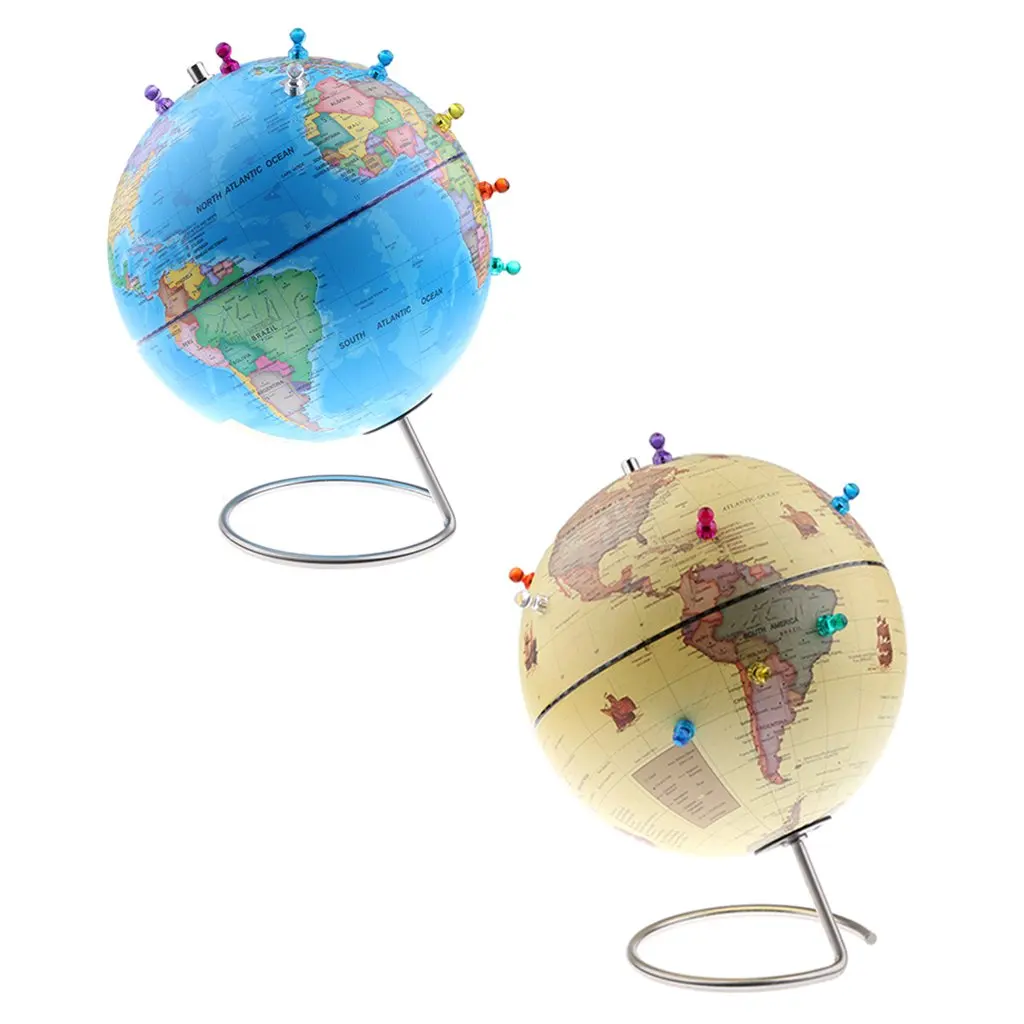 

25cm World Map Earth Globe with Magnetic Pins Geography Learning Educational Toy for Children School Teaching Aid Supplies Gift