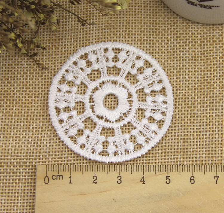 LP DA11 White Round Embroidery flowers patches lace applique collar wedding dress formal dress