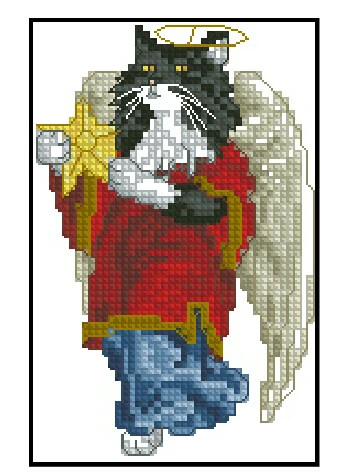 CS-466 cross stitch set angel kitten cat kitty, fairy kitten.jpg