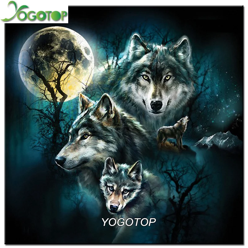 

YOGOTOP Night Wolf Pattern Diamond Embroidery DIY Needlework Diamond Painting Cross Stitch Full Rhinestone Painting Decor VS471