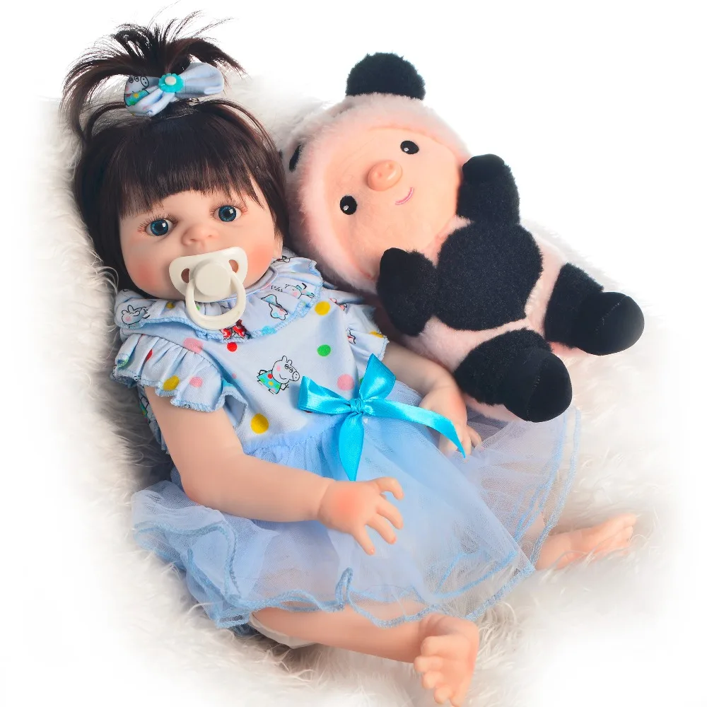 

19'' Newborn Reborn Baby Dolls real Silicone vinyl Babies playmate Doll Infant bebe gifts For girls photography props blue eyes