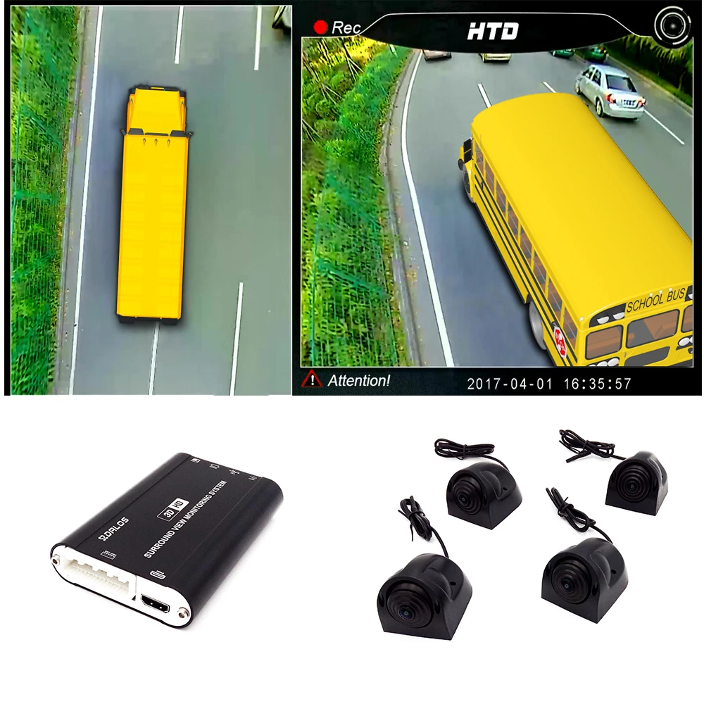 SZDALOS Bird View camera System for school bus HD 3D 360 Surround View  System 1080P DVR G-Sensor