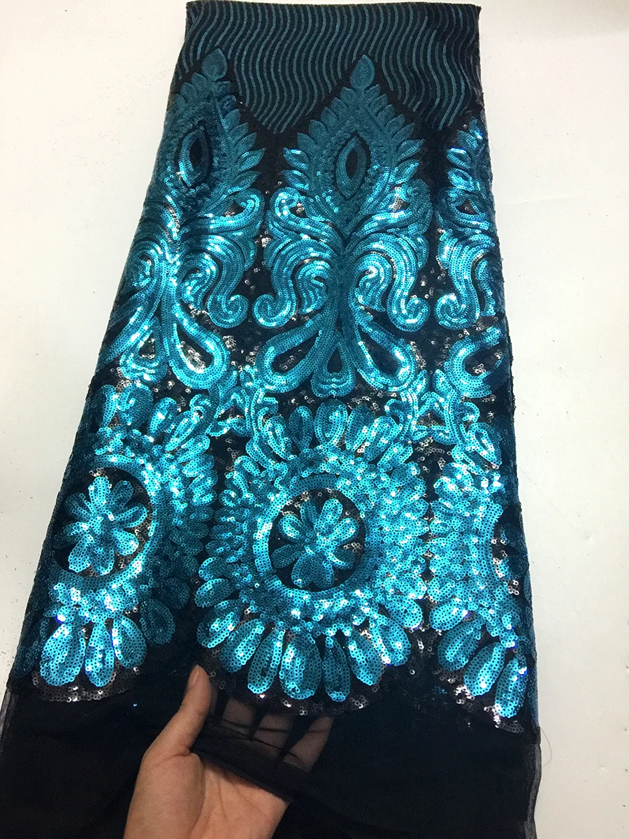 

2018 Latest Style African French Lace Fabric,High Quality Tulle Lace with gold Sequins Fabric For Wedding dress