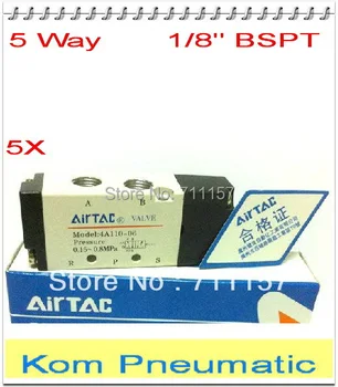 

Free Shipping Air Valve Pneumatic Air Control Solenoid Valve 4A110-06 5 Way Inlet Outlet Exhaust 1/8" bsp