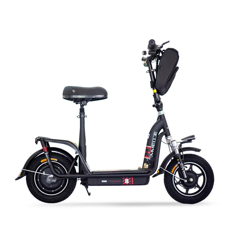 12 дюймовый Электрический скутер 48V12AH литиевая батарея 250 Вт Электрический велосипед Женская мини-скутер для взрослых Электрический велосипед - Цвет: BLACK