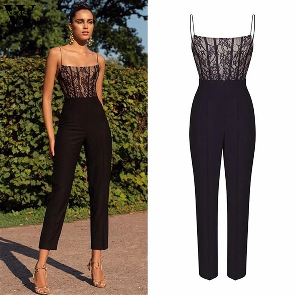 Womail bodysuit Women Summer fashion Sexy Casual Suspenders Lace Long Jumpsuit Ladies Jumpsuit Beach Holiday 2019 M520 Womail bodysuit Women Summer fashion Sexy Casual Suspenders Lace Long Jumpsuit Ladies Jumpsuit Beach Holiday 2019 M520