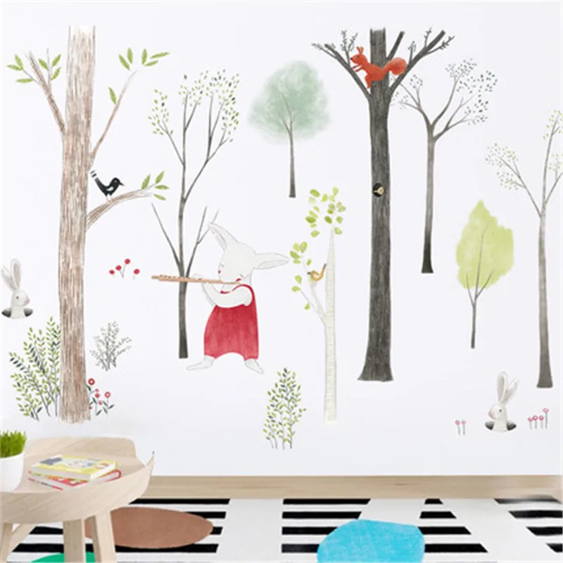 87-140cm-Large-Nordic-Style-Animal-Kids-Wall-Stickers-Cartoon-Tree-Forest-Children-Baby-Room-Wall (4)