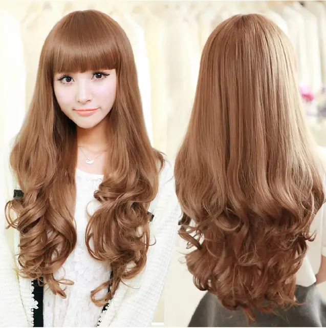 New Fashion Hairstyle High Quality Long Curly Wig Girls Fluffy