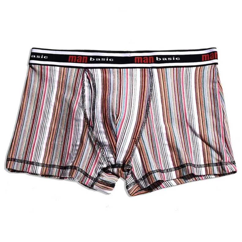 UYEEMU Brand 3Pcs Lot Mens Boxers Underwear 95% Cotton 5% Spandex Short Boxers Men Striped Style Home Underpants Interior Hombre-08