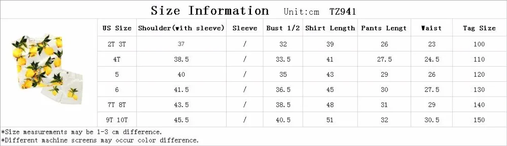 Kimocat/Одежда для маленьких девочек; летняя детская одежда для маленьких девочек; комплект одежды для малышей; милый Принт лимонов; футболка+ штаны
