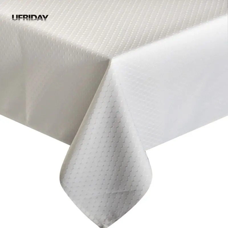 

UFRIDAY 2019 New Arrival White Square Tablecloth Waterproof Advanced Simple Table Cloth 100% Polyester Oilproof Hot Tablecloths
