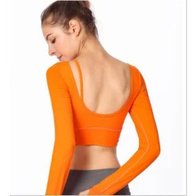 u-образный красоты Назад Спортивный Топ Длинные рукава Гимнастерка для занятий йогой и фитнесом Топ Депортиво mujer Спортивная одежда для женщин тренажерный зал Мягкий Топ