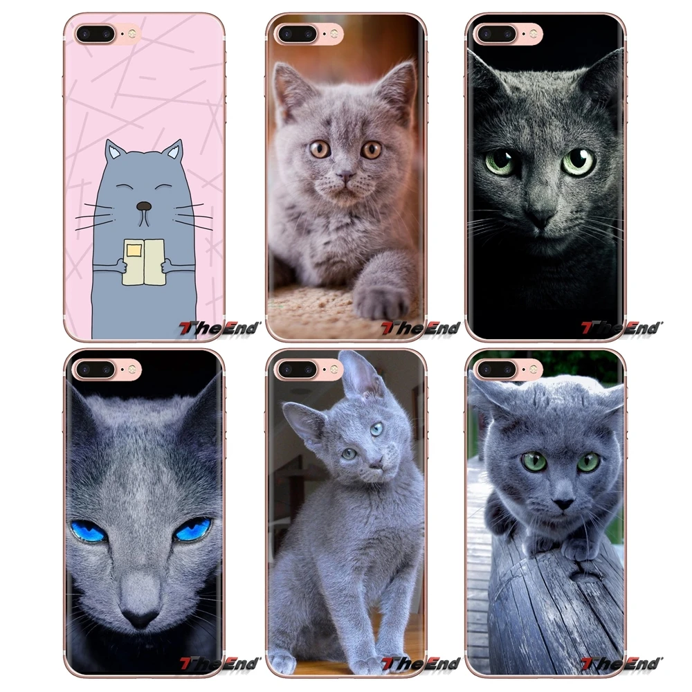 Soft TPU Phone Case pet russian blue cat green eyes For Xiaomi Mi4 Mi5 Mi5S Mi6 Mi A1 A2 5X 6X 8 9 Lite SE Pro Max Mix 2 3 2S |