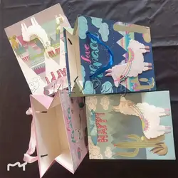 Фэнтези Единорог Альпака Русалка подарочные сумки декоративная бумага для вечеринок мультфильм подарочные сумки День рождения Baby Shower