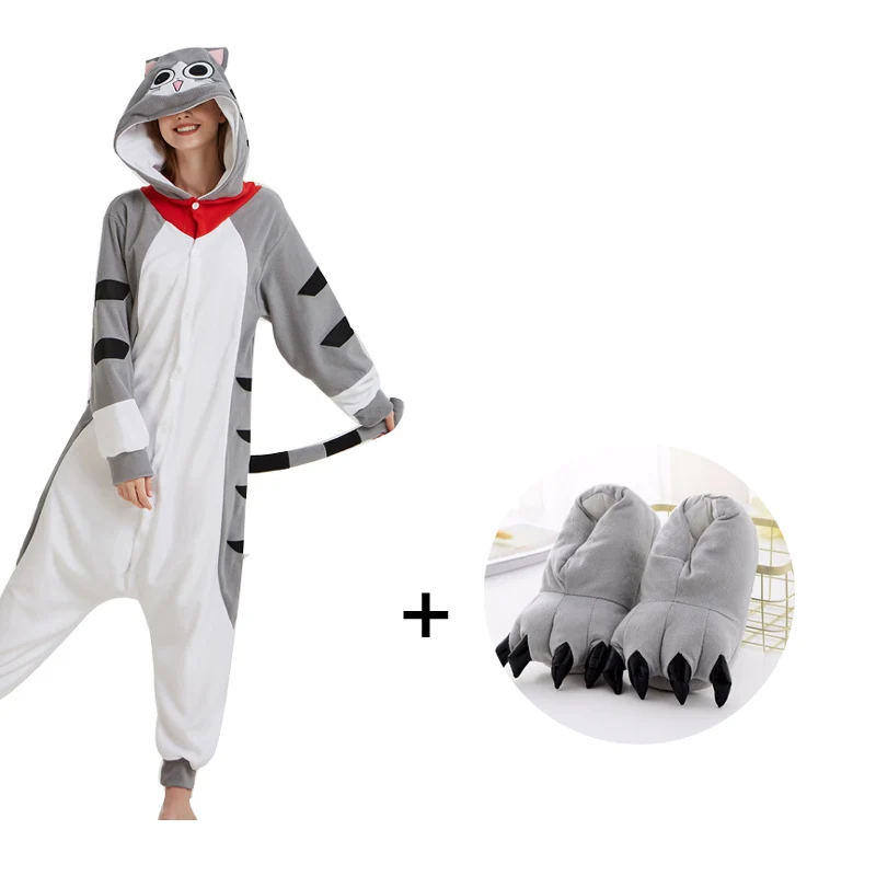 Cartoon Cheese Cat Onesie Kigurumi Jumpsuit Adult Pajamas Women Kitty Sleepwear Men Pyjamas Cosplay Halloween Carnival Party (4)