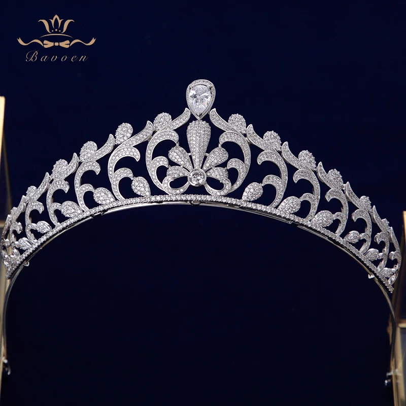 Заколки для волос Bavoen элегантные прозрачные с цирконием|wedding hair accessories|crown tiarahairband