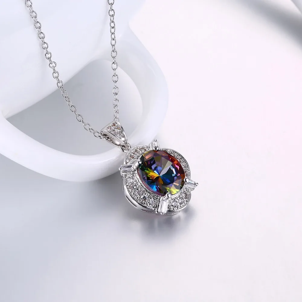 Модные круглые Австрийские кристаллы 925 стерлингового серебра кулон ожерелья серьги женские свадебные ювелирные изделия целебные стразы