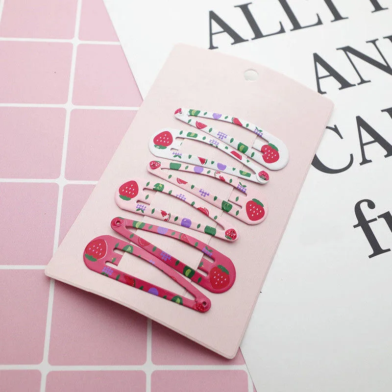 6 Pcs/SetHairpins Hair Clips for Children Girls Hair Accessories Baby Cute Hair Clip Pins Cat Color Metal Printed Snap Barrette