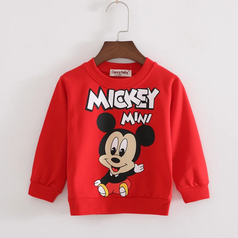 

2019 Boys T-shirt Kids Tees Baby Child Girl Leisure Spring Children Tee Long Sleeve Cartoon Mickey + letters Autumn Shirt Tops