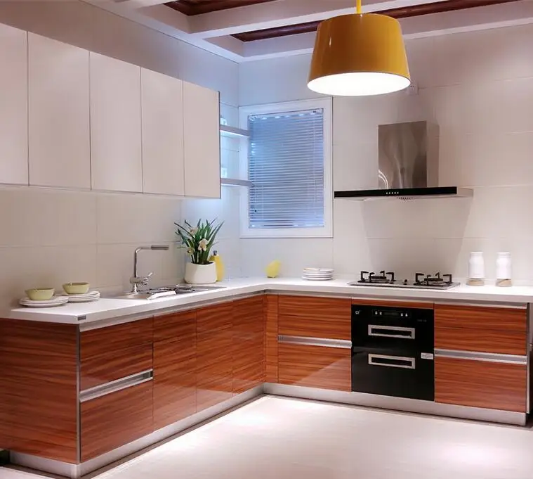Linkok muebles de acrílico del gabinete de cocina MDF con accesorios en