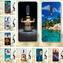 

3D Black Phone Cases For Nokia 6 Case 5.5inch Back Cover Funda TPU Soft Slicone Painted flower Cute Animal Covers Shell Capa
