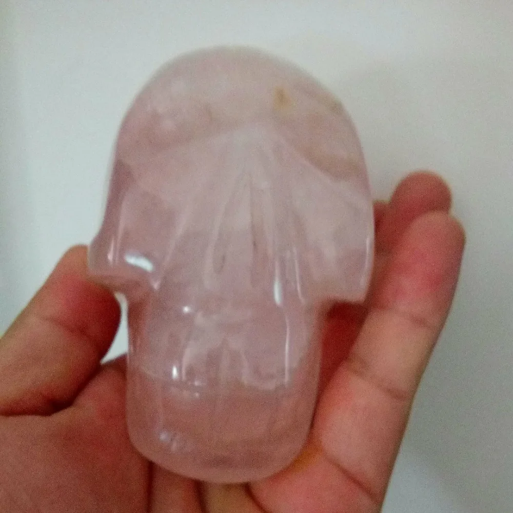 

Large Natural Madagascan Rose Quartz Hand Carved Realistic Crystal Skull 756G