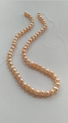 

Free shipping >>@ >816 6mm pink color near round Freeform natural freshwater pearl loose beads necklace