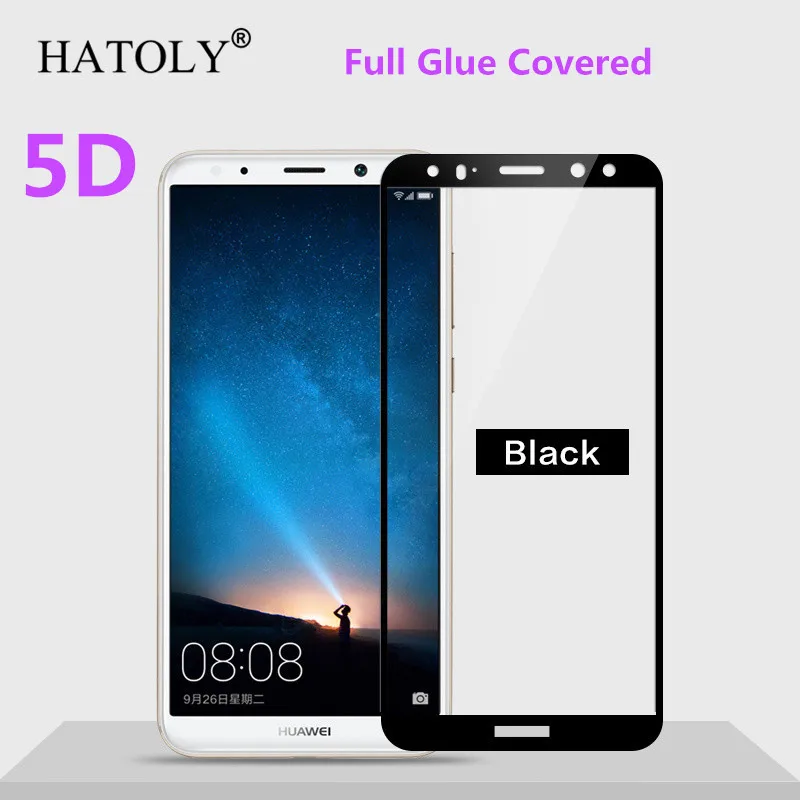 5D закаленное стекло Huawei Mate 10 Lite Pro Nova 2i полностью покрытое клеем Honor 9i защита