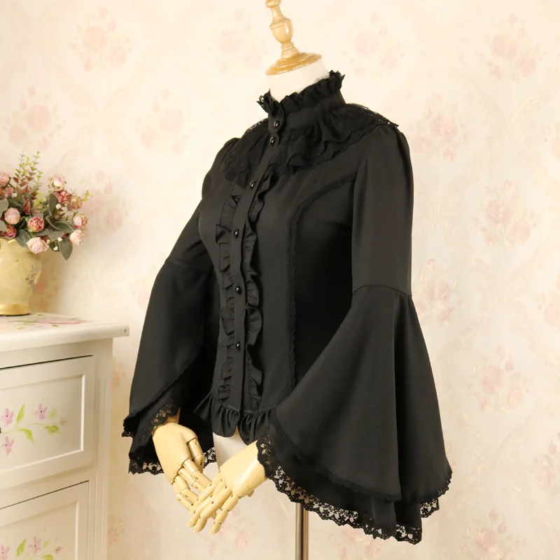 Gothic Style Women Lolita Blouse Long Sleeve Lace