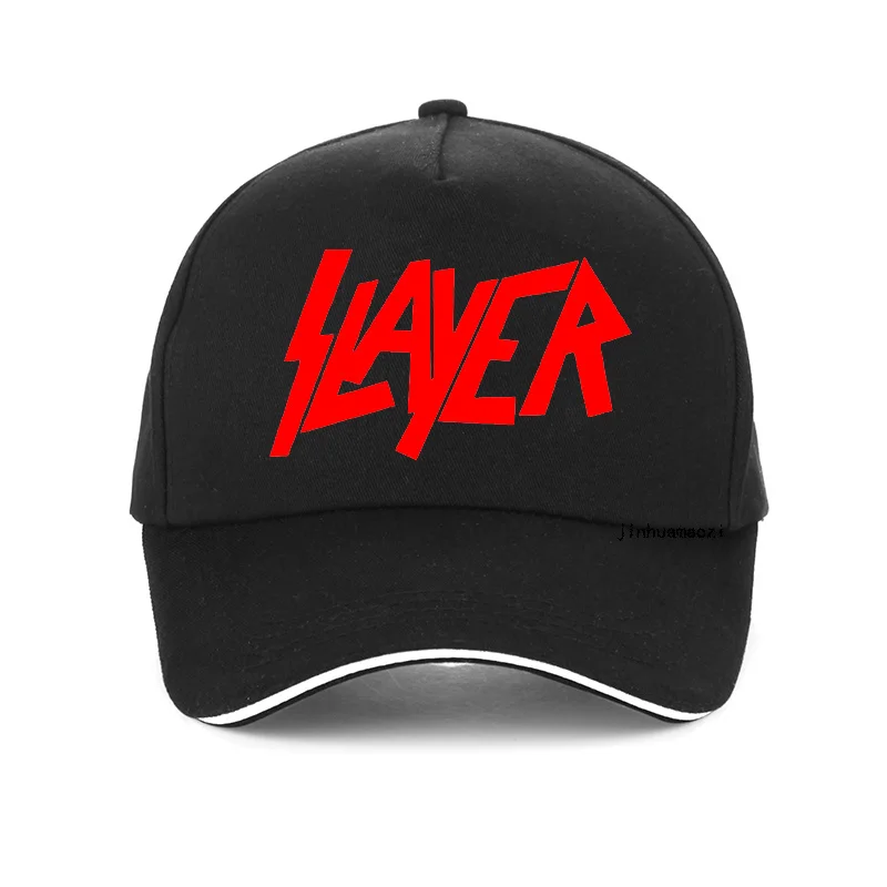 Модный бренд печати Slayer тяжелый металл Thrash рок группа летняя кепка-Бейсболка Регулируемая металлическая полоса шапки Бейсболка унисекс - Цвет: Черный